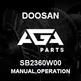 SB2360W00 Doosan MANUAL,OPERATION | AGA Parts