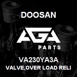 VA230YA3A Doosan VALVE,OVER LOAD RELIEF | AGA Parts