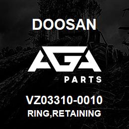 VZ03310-0010 Doosan RING,RETAINING | AGA Parts