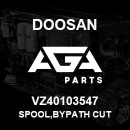 VZ40103547 Doosan SPOOL,BYPATH CUT | AGA Parts