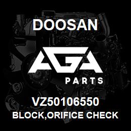 VZ50106550 Doosan BLOCK,ORIFICE CHECK | AGA Parts