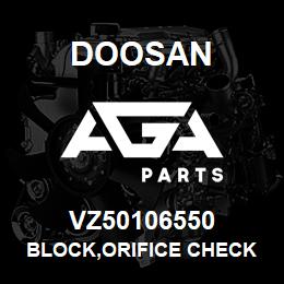 VZ50106550 Doosan BLOCK,ORIFICE CHECK | AGA Parts