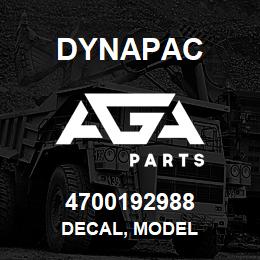 4700192988 Dynapac DECAL, MODEL | AGA Parts