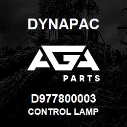 D977800003 Dynapac CONTROL LAMP | AGA Parts