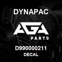 D990000211 Dynapac DECAL | AGA Parts