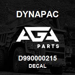 D990000215 Dynapac DECAL | AGA Parts