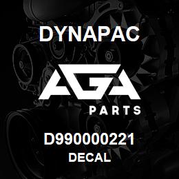 D990000221 Dynapac DECAL | AGA Parts