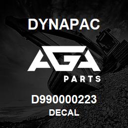 D990000223 Dynapac DECAL | AGA Parts