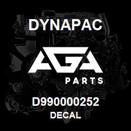 D990000252 Dynapac DECAL | AGA Parts