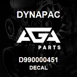 D990000451 Dynapac DECAL | AGA Parts
