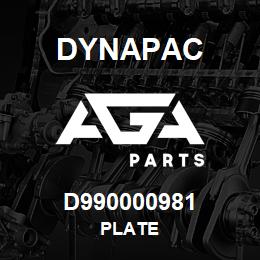 D990000981 Dynapac PLATE | AGA Parts