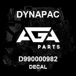 D990000982 Dynapac DECAL | AGA Parts