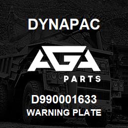 D990001633 Dynapac WARNING PLATE | AGA Parts