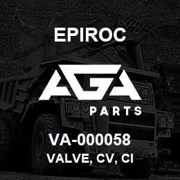 VA-000058 Epiroc VALVE, CV, CI | AGA Parts