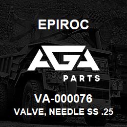 VA-000076 Epiroc VALVE, NEEDLE SS .25" | AGA Parts