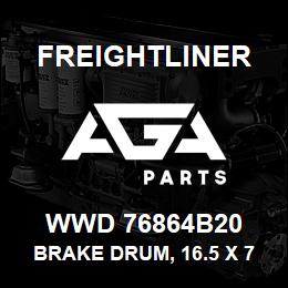 WWD 76864B20 Freightliner BRAKE DRUM, 16.5 X 7IN BALANCED LGTWGHT | AGA Parts