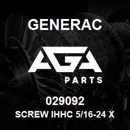 029092 Generac SCREW IHHC 5/16-24 X 11-1/4 G5 | AGA Parts