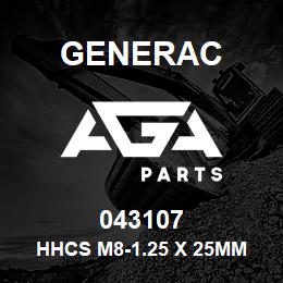 043107 Generac HHCS M8-1.25 X 25MM | AGA Parts