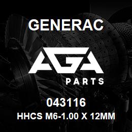 043116 Generac HHCS M6-1.00 X 12MM | AGA Parts