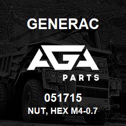 051715 Generac NUT, HEX M4-0.7 | AGA Parts