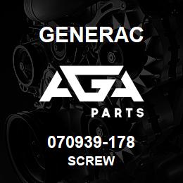 070939-178 Generac SCREW | AGA Parts