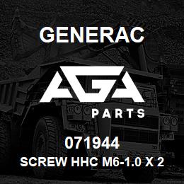 071944 Generac SCREW HHC M6-1.0 X 25 | AGA Parts