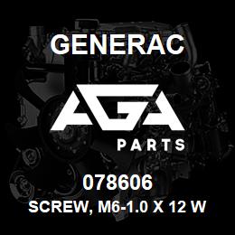 078606 Generac SCREW, M6-1.0 X 12 W/LOCK WASHER | AGA Parts