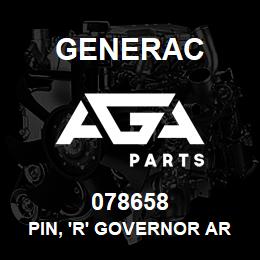 078658 Generac PIN, 'R' GOVERNOR ARM | AGA Parts