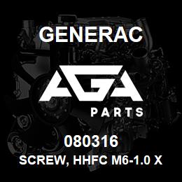 080316 Generac SCREW, HHFC M6-1.0 X 30 | AGA Parts