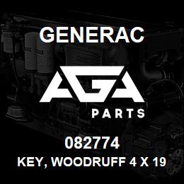 082774 Generac KEY, WOODRUFF 4 X 19 DIAMETER | AGA Parts