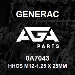 0A7043 Generac HHCS M12-1.25 X 25MM | AGA Parts