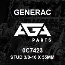 0C7423 Generac STUD 3/8-16 X 55MM | AGA Parts