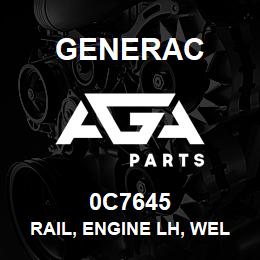 0C7645 Generac RAIL, ENGINE LH, WELDMENT | AGA Parts