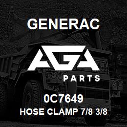 0C7649 Generac HOSE CLAMP 7/8 3/8 | AGA Parts