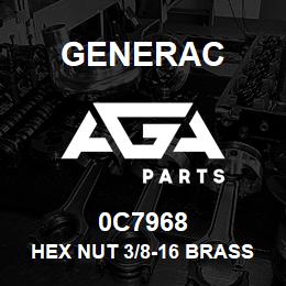 0C7968 Generac HEX NUT 3/8-16 BRASS | AGA Parts