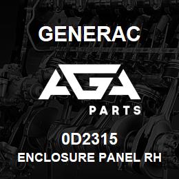 0D2315 Generac ENCLOSURE PANEL RH | AGA Parts