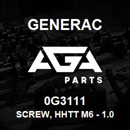 0G3111 Generac SCREW, HHTT M6 - 1.0 X 25 ZINC | AGA Parts