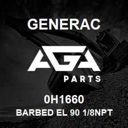 0H1660 Generac BARBED EL 90 1/8NPT X 1/4 NY | AGA Parts