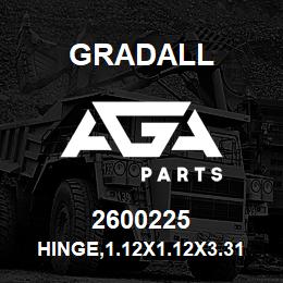 2600225 Gradall HINGE,1.12X1.12X3.31 UHMW-PE | AGA Parts