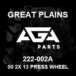 222-002A Great Plains 00 2X 13 PRESS WHEEL ASM /ROW | AGA Parts
