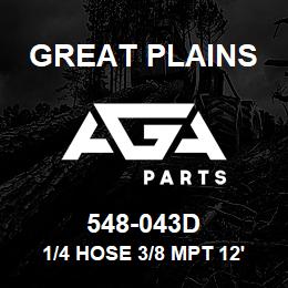 548-043D Great Plains 1/4 HOSE 3/8 MPT 12'2 LONG | AGA Parts