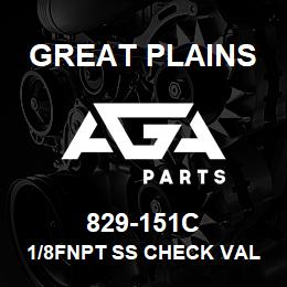 829-151C Great Plains 1/8FNPT SS CHECK VALVE 7PSI | AGA Parts