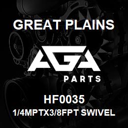 HF0035 Great Plains 1/4MPTX3/8FPT SWIVEL | AGA Parts