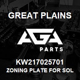 KW217025701 Great Plains ZONING PLATE FOR SOLE BAR CLD/ | AGA Parts