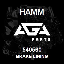 540560 Hamm BRAKE LINING | AGA Parts