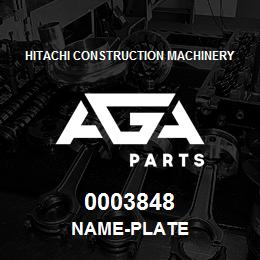 0003848 Hitachi Construction Machinery NAME-PLATE | AGA Parts