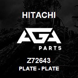Z72643 Hitachi Construction Machinery Plate - PLATE | AGA Parts