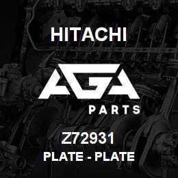 Z72931 Hitachi Construction Machinery Plate - PLATE | AGA Parts