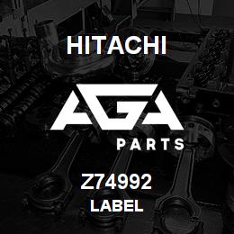 Z74992 Hitachi Construction Machinery LABEL | AGA Parts