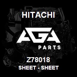 Z78018 Hitachi Construction Machinery Sheet - SHEET | AGA Parts
